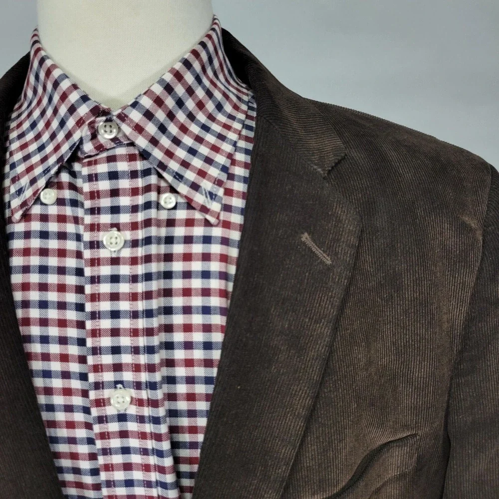 Pronto Uomo Men's Sport Coat Blazer Two Button Brown Corduroy‎ Cotton Sz 48XL